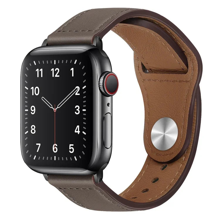 PU Leather Black Buckle Watch Band For Apple Watch Series, 7 45mm / 6&SE&5&4 44mm / 3&2&1 42mm, 7 41mm / 6&SE&5&4 40mm / 3&2&1 38mm