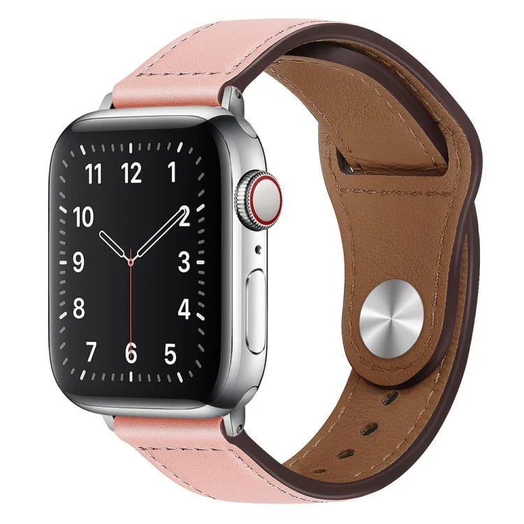 PU Leather Silver Buckle Watch Band For Apple Watch Series, 7 45mm / 6&SE&5&4 44mm / 3&2&1 42mm, 7 41mm / 6&SE&5&4 40mm / 3&2&1 38mm