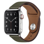 PU Leather Silver Buckle Watch Band For Apple Watch Series, 7 45mm / 6&SE&5&4 44mm / 3&2&1 42mm, 7 41mm / 6&SE&5&4 40mm / 3&2&1 38mm