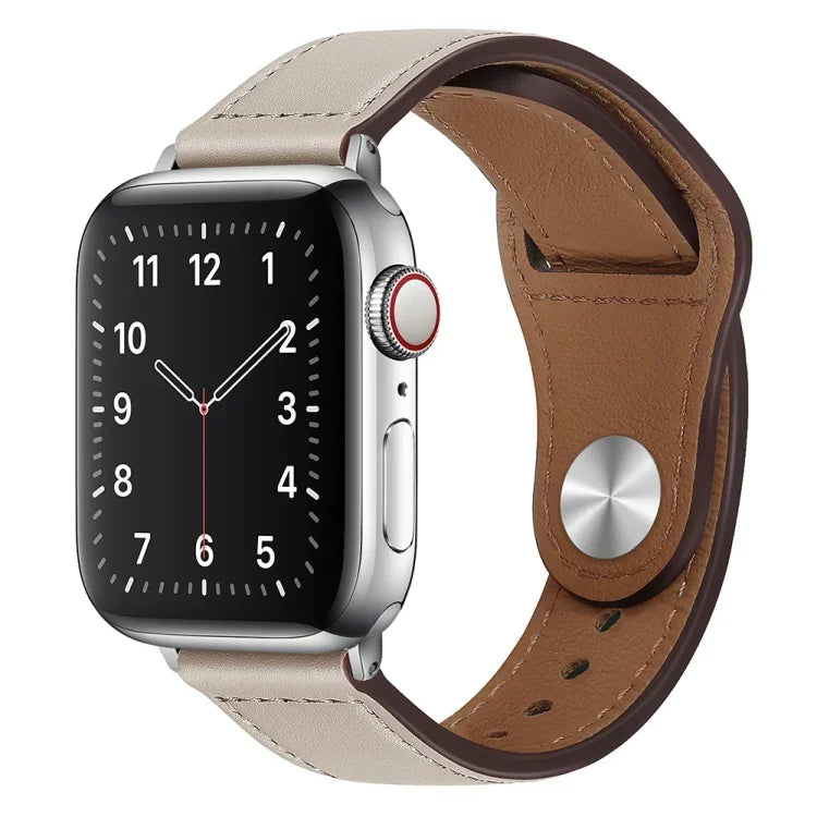 PU Leather Silver Buckle Watch Band For Apple Watch Series, 7 45mm / 6&SE&5&4 44mm / 3&2&1 42mm, 7 41mm / 6&SE&5&4 40mm / 3&2&1 38mm