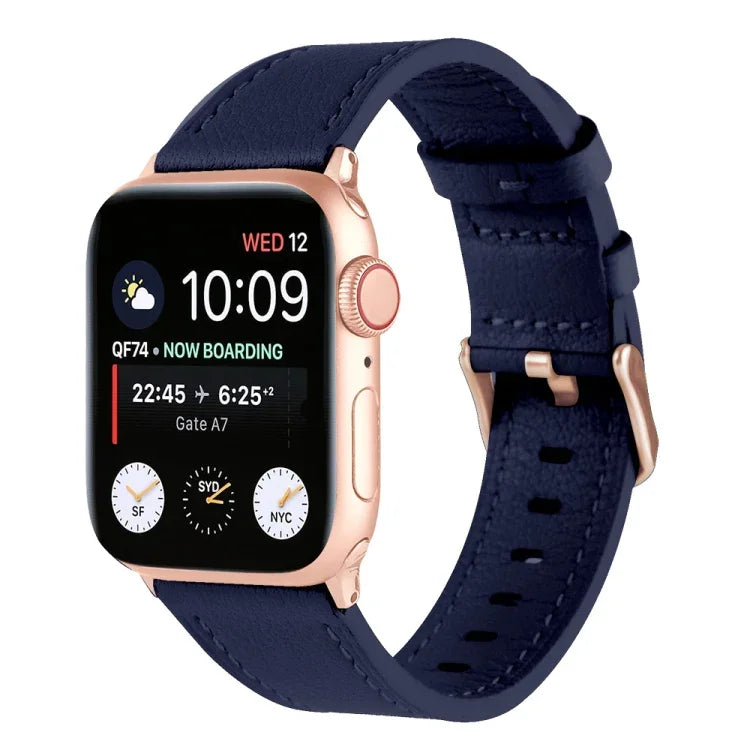 Universal Genuine Leather Watch Band For Apple Watch Series, 7 45mm / 6&SE&5&4 44mm / 3&2&1 42mm, 7 41mm / 6&SE&5&4 40mm / 3&2&1 38mm