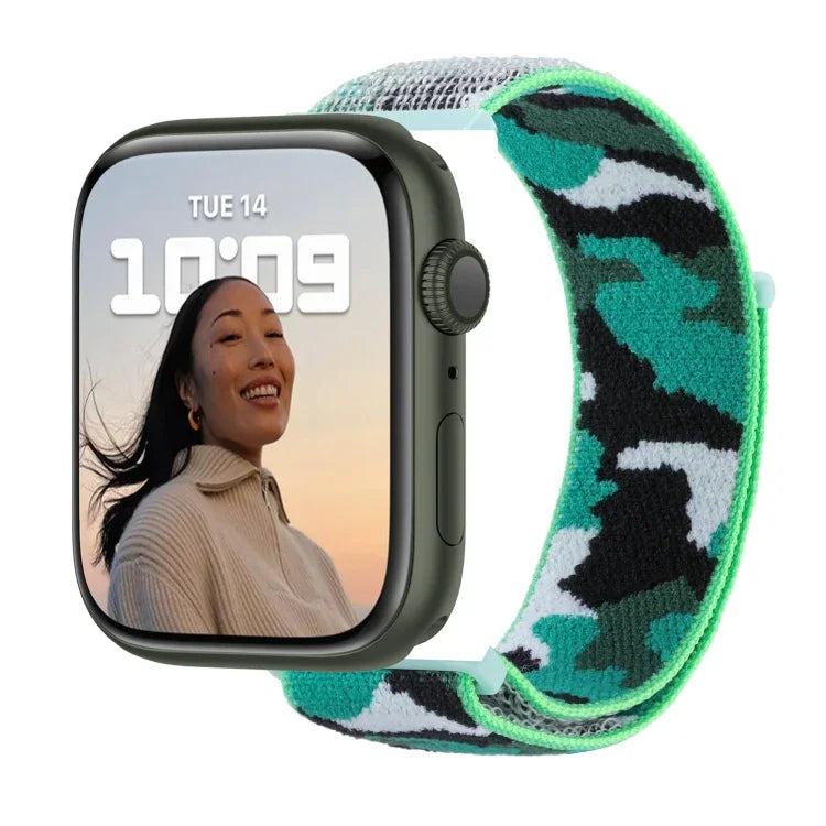Nylon Loop Watch Band For Apple Watch Series, 7 45mm / 6&SE&5&4 44mm / 3&2&1 42mm, 7 41mm / 6&SE&5&4 40mm / 3&2&1 38mm