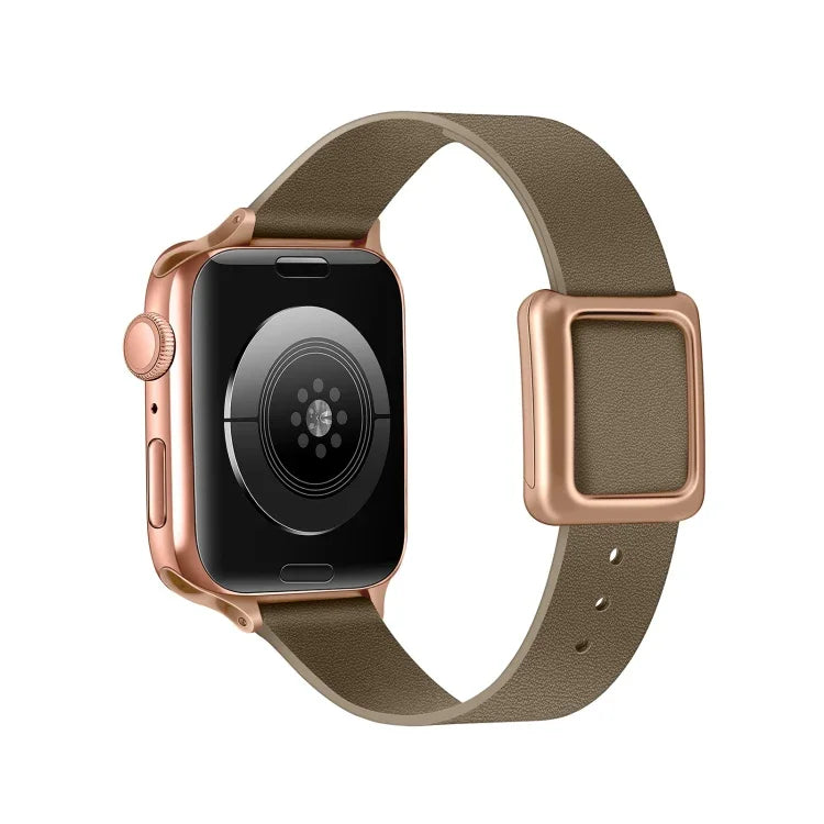 Magnetic Rose Gold Square Buckle Watch Band For Apple Watch Series, 7 45mm / 6&SE&5&4 44mm / 3&2&1 42mm, 7 41mm / 6&SE&5&4 40mm / 3&2&1 38mm
