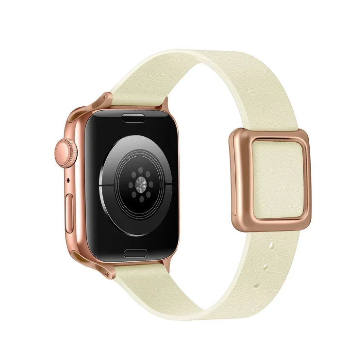Magnetic Rose Gold Square Buckle Watch Band For Apple Watch Series, 7 45mm / 6&SE&5&4 44mm / 3&2&1 42mm, 7 41mm / 6&SE&5&4 40mm / 3&2&1 38mm