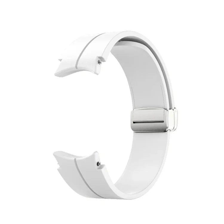 Folding Silver Buckle Silicone Watch Band, For Samsung Galaxy Watch5 40&44mm / Pro 45mm