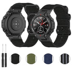 Three-ring Black Buckle Nylon Watch Band, For Amazfit T-Rex / T-Rex Pro / Ares