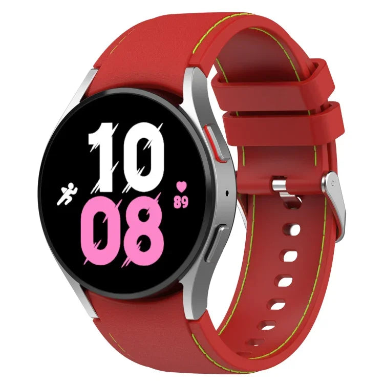 Universal Leather Texture Silicone Watch Band, For Samsung Galaxy Watch5 / Watch5 Pro /  Watch4