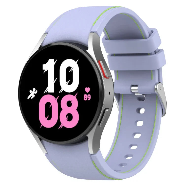 Universal Leather Texture Silicone Watch Band, For Samsung Galaxy Watch5 / Watch5 Pro /  Watch4