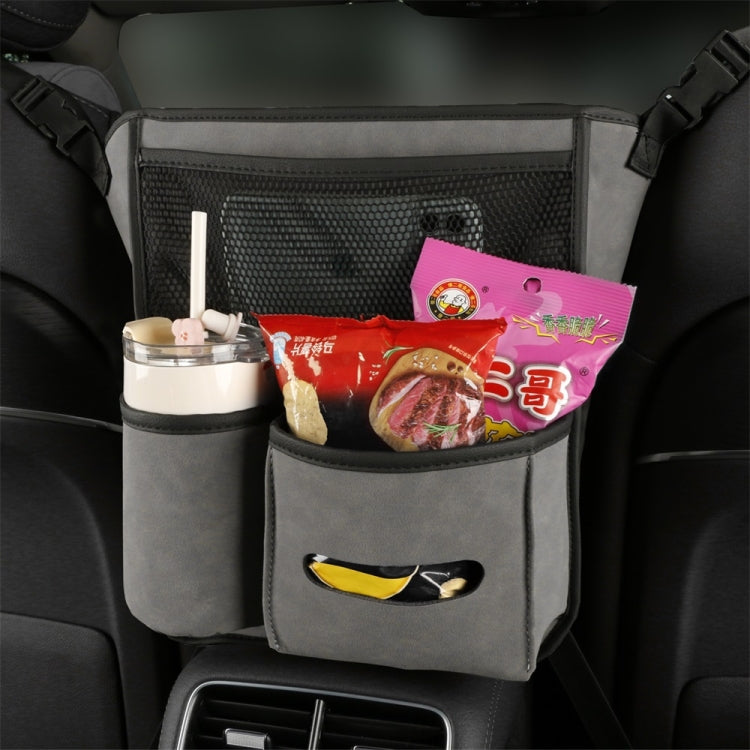 2 PCS Car Center Console Hanging Bag Sheepskin Leather Storage Bag