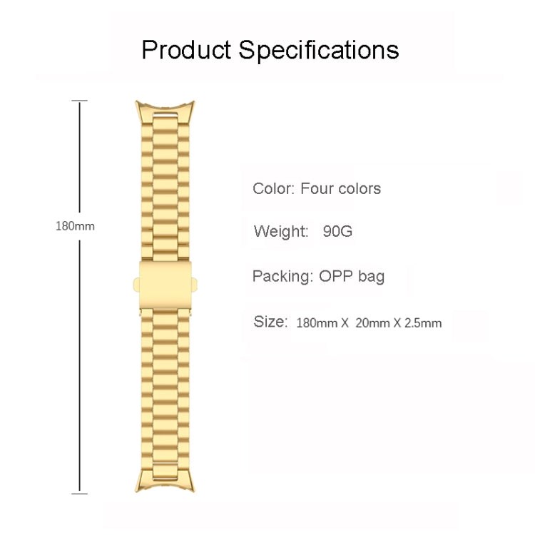 Three Strains Stainless Steel Metal Watch Band, For Google Pixel Watch 5 / 4 / 3 / 2 / 1 41mm