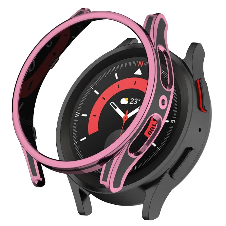 Hanging Sculpture Two-color Protective Watch Case with Tempered Glass Film, For Samsung Galaxy Watch5 Pro 45mm, For Samsung Galaxy Watch5 40mm, For Samsung Galaxy Watch5 44mm, For Samsung Galaxy Watch4 40mm, For Samsung Galaxy Watch4 44mm