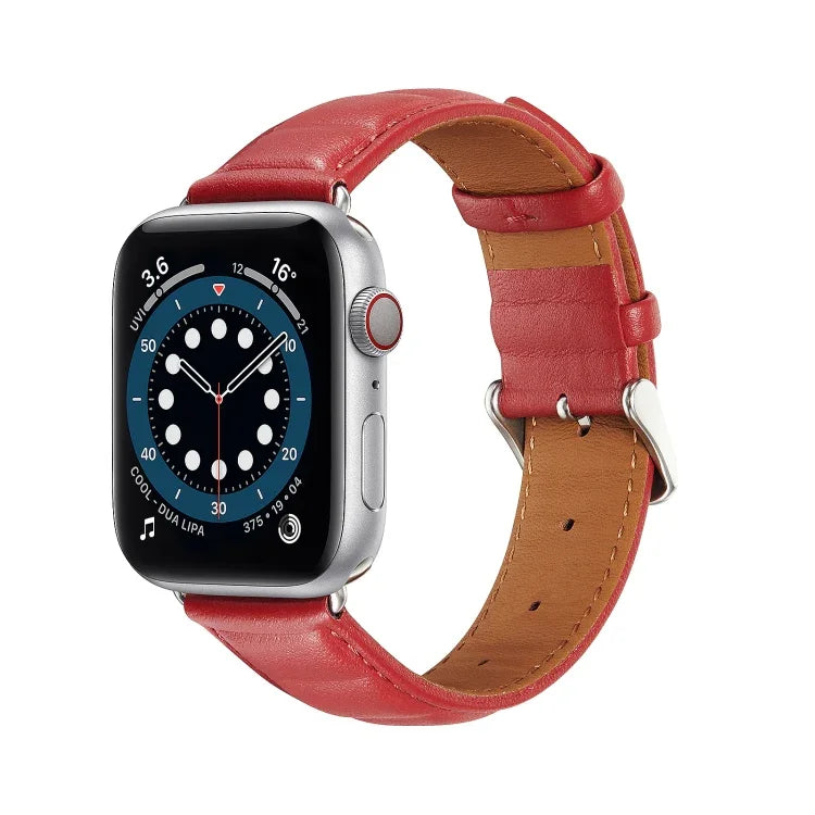 Genuine Leather Watch Band, For Apple Watch Ultra 49mm / Series 8&7 45mm / SE 2&6&SE&5&4 44mm / 3&2&1 42mm, For Apple Watch Series 8&7 41mm / SE 2&6&SE&5&4 40mm / 3&2&1 38mm