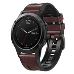 Quick Release Silicone Leather Watch Band, For Garmin Fenix 7