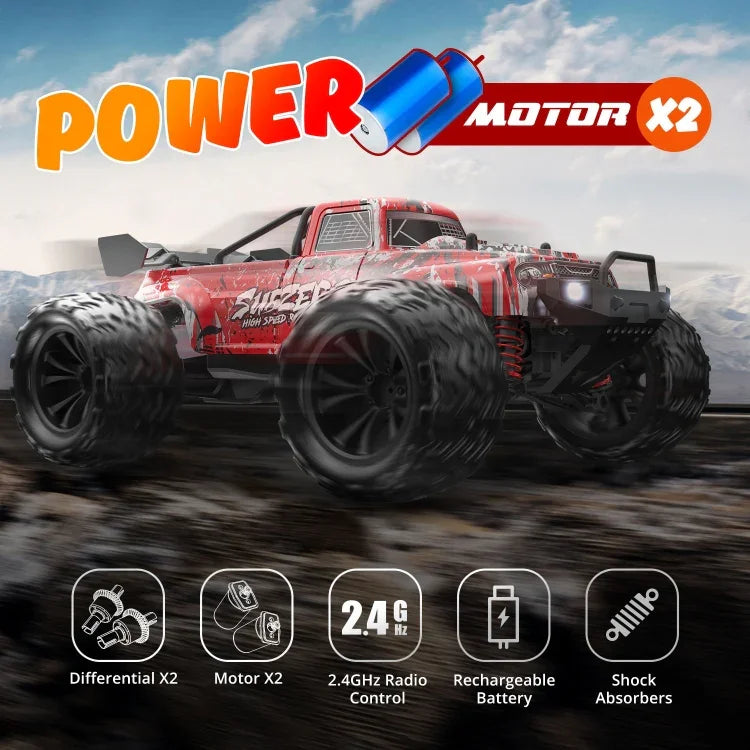 9500E 1:16 Full Scale Remote Control 4WD High Speed Car, 9500E(Red), 9500E(Orange)
