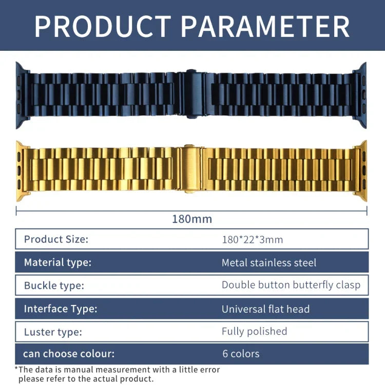 Strains Metal Watch Band, For Apple Watch Ultra 49mm / Series 8&7 45mm / SE 2&6&SE&5&4 44mm / 3&2&1 42mm, For Apple Watch Series 8&7 41mm / SE 2&6&SE&5&4 40mm / 3&2&1 38mm