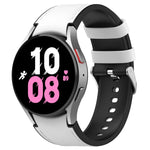 For Samsung Galaxy Watch5 44mm / 40mm Silicone Leather Silver Buckle Watch Band, S, L
