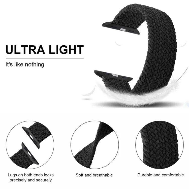 Nylon Single-turn Braided Watch Band For Apple Watch Series 8&7 41mm / SE 2&6&SE&5&4 40mm / 3&2&1 38mm, For Apple Watch Series 8&7 41mm,155mm, For Apple Watch Series 8&7 41mm, 155mm