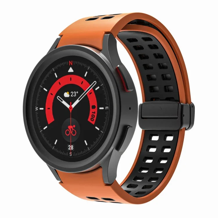 Double-row Hole Folding Buckle Silicone Watch Band, For Samsung Galaxy Watch5 Pro