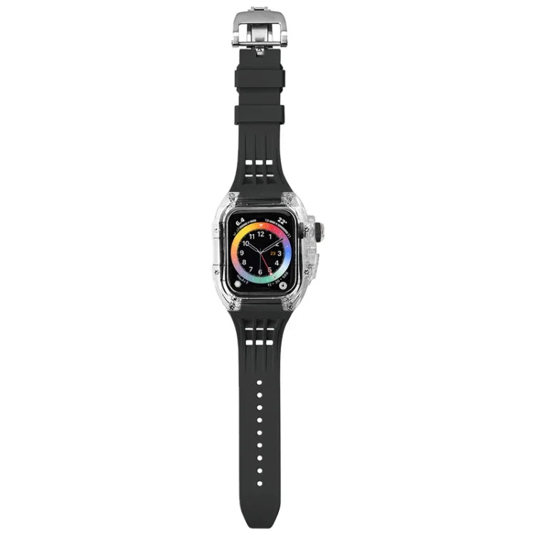 Fluorine Rubber Clear Watch Band Case, For Apple Watch Series 8&7 45mm, For Apple Watch Series 8&7 45mm/SE 2&6&SE&5&4 44mm