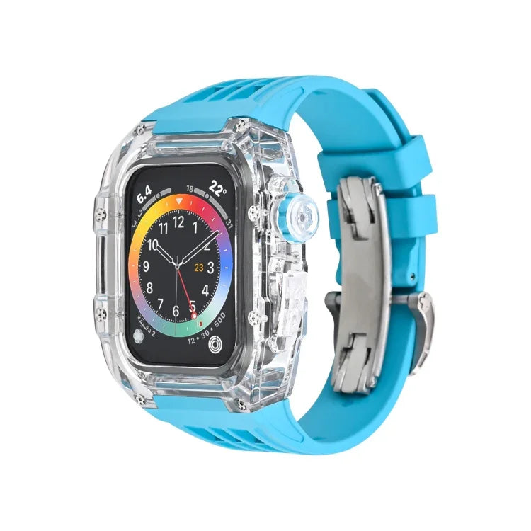 Fluorine Rubber Clear Watch Band Case, For Apple Watch Series 8&7 45mm, For Apple Watch Series 8&7 45mm/SE 2&6&SE&5&4 44mm