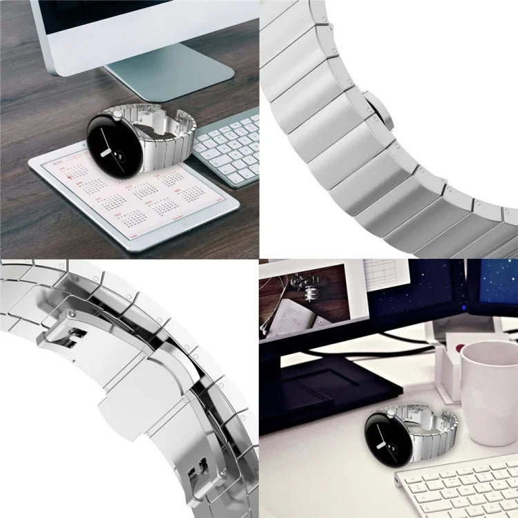 One Bead Butterfly Buckle Metal Watch Band, For Google Pixel Watch 4 / 3 / 2 / 1 41mm