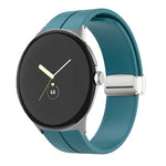 Solid-color Folding Buckle Silicone Watch Band, For Google Pixel Watch 4 / 3 / 2 / 1 41mm
