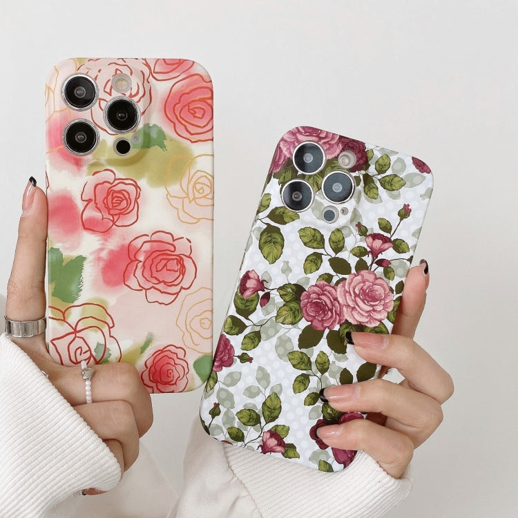 Water Sticker Flower Pattern PC Phone Case, For iPhone 14 Pro Max, For iPhone 14 Pro, For iPhone 14, For iPhone 14 Plus