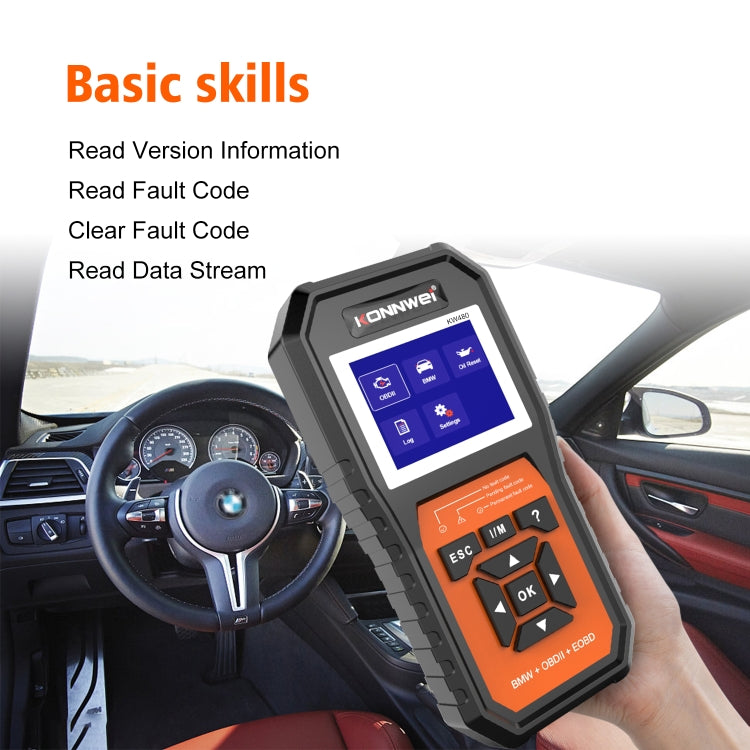 KONNWE KW480 2.8 inch Color Screen OBD2 Car Fault Detector, For BMW