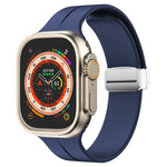 Magnetic Fold Clasp Silicone Watch Band, For Apple Watch Series 8&7 45mm, For Apple Watch Series 8&7 41mm