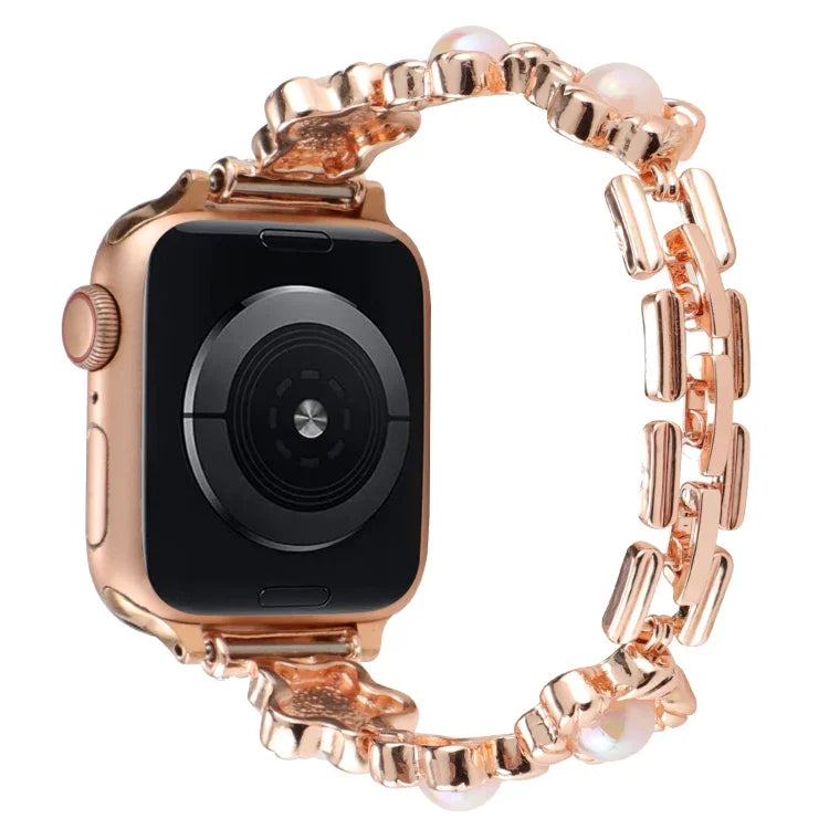 Flower Bracelet Metal Watch Band, For Apple Watch Series 8&7 45mm, For Apple Watch Series 8&7 41mm