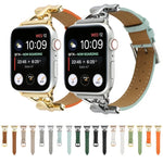 D-Buckle Plain Genuine Leather Watch Band, For Apple Watch Series 8&7 45mm, For Apple Watch Series 8&7 41mm