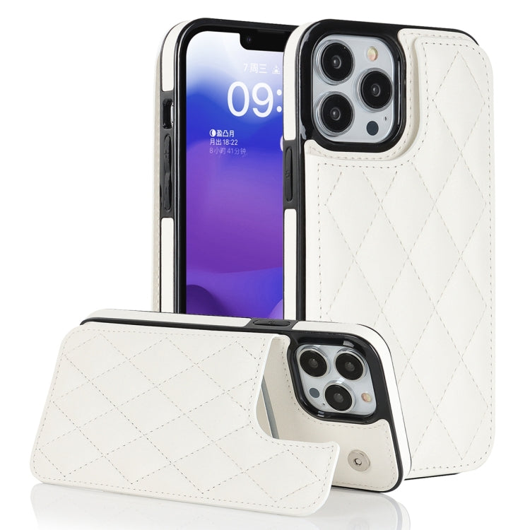 Double Buckle Rhombic PU Leather Phone Case, For iPhone 13 Pro, For iPhone 13 Pro Max, For iPhone 12, For iPhone 12 mini, For iPhone 12 Pro, For iPhone 12 Pro Max