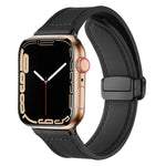Magnetic Folding Silicone Leather Watch Band For Apple Watch Ultra 49mm / Series 8&7 45mm / SE 2&6&SE&5&4 44mm / 3&2&1 42mm, For Apple Watch Ultra 49mm