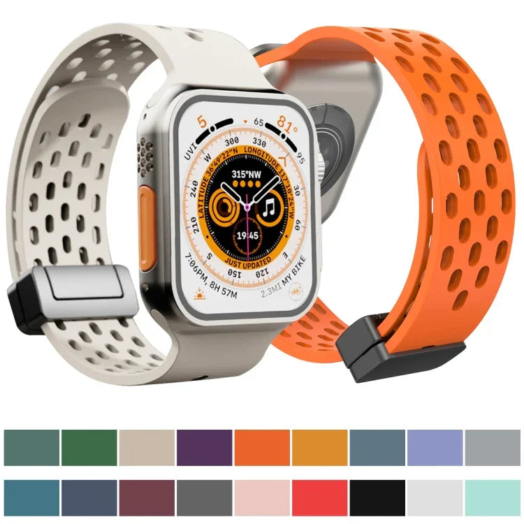 Magnetic Clasp Silicone Watch Band, For Apple Watch Series 8&7 41mm, For Apple Watch Series 8&7 45mm