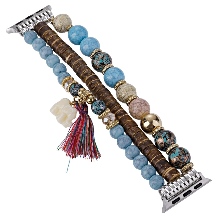 Beads Elephant Pendant Watch Band, For Apple Watch Series 10 46mm, For Apple Watch Series 10 42mm, For Apple Watch SE 2023 44mm, For Apple Watch SE 2023 40mm, For Apple Watch Ultra 2 49mm, For Apple Watch 9 45mm, For Apple Watch 9 41mm                 ...