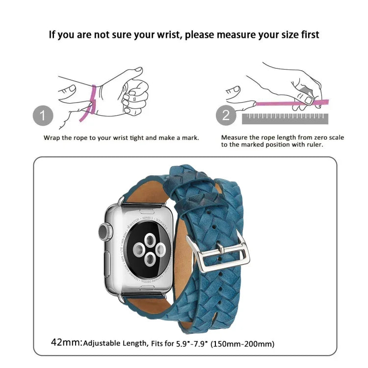 Top-grain Leather Embossed Crown Watchband, For Apple Watch Series 5 & 4 40mm / 3& 2 & 1 38mm, For Apple Watch Series 7 45mm / 6 & SE & 5 & 4 44mm / 3 & 2 & 1 42mm