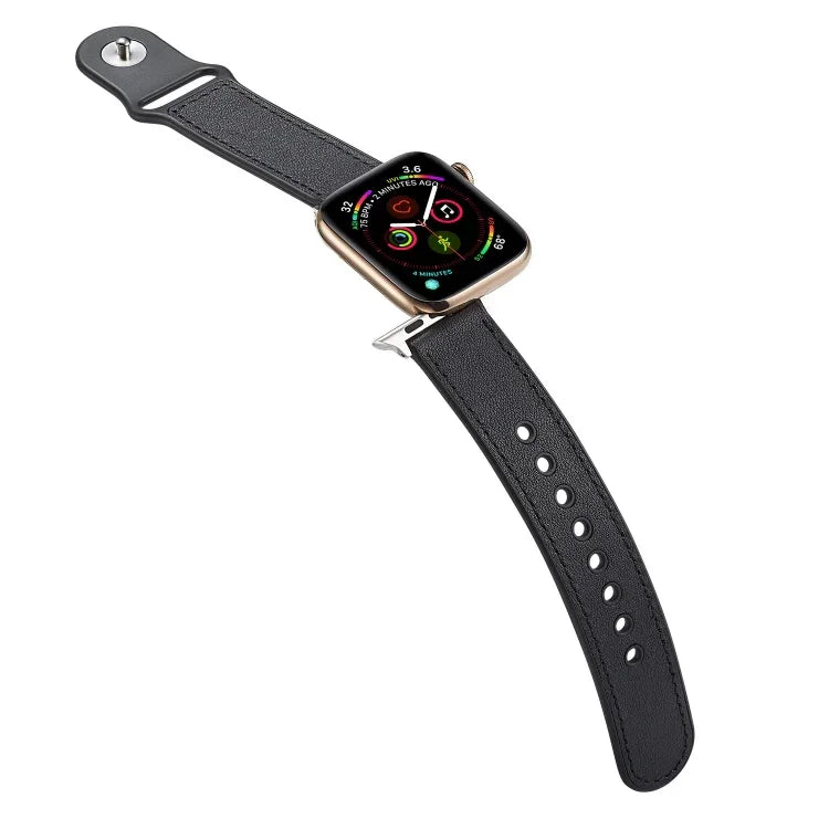 Single Buckle TPU+ Genuine Leather Watchband, For Apple Watch Series 7 41mm / 6 & SE & 5 & 4 40mm / 3 & 2 & 1 38mm, For Apple Watch Series 7 45mm / 6 & SE & 5 & 4 44mm / 3 & 2 & 1 42mm, For Apple Watch Series 8&7 41mm / SE 2&6&SE&5&4 40mm / 3&2&1 38mm ...