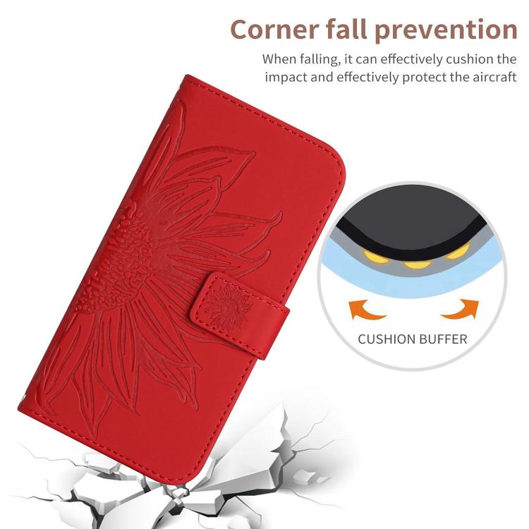 Skin Feel Sun Flower Embossed Flip Leather Phone Case with Lanyard, For iPhone Air, For iPhone 16 Pro Max, For iPhone 16 Pro, For iPhone 16 Plus