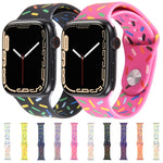 Rainbow Raindrops Silicone Watch Band, For Apple Watch 8 45mm, For Apple Watch Ultra 2 49mm, For Apple Watch 9 45mm, For Apple Watch SE 2022 40mm