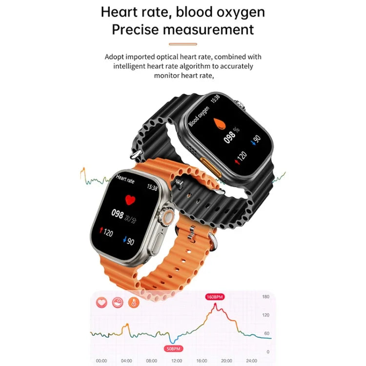 WS-E9 Ultra 2.2 inch IP67 Waterproof Metal Buckle Ocean Silicone Band Smart Watch, Support Heart Rate / NFC, Metal Buckle Ocean Silicone Band (Orange), Metal Buckle Ocean Silicone Band (Blue), Metal Buckle Ocean Silicone Band (Silver)