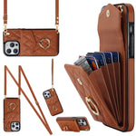Rhombic Texture Card Bag Phone Case with Long Lanyard, For iPhone 15 Pro, For iPhone 15 Plus, For iPhone 15, For iPhone 14 Plus, For iPhone 14, For iPhone 14 Pro