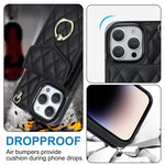 Rhombic Texture Card Bag Phone Case with Long Lanyard, For iPhone 14 Pro Max, For iPhone 13 Pro Max, For iPhone 13 Pro, For iPhone 13, For iPhone 12 / 12 Pro, For iPhone 12 Pro Max