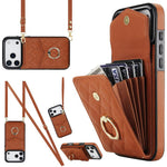 Rhombic Texture Card Bag Phone Case with Long Lanyard, For iPhone 17e / 16e, For iPhone 17 Pro Max, For iPhone 17 Pro, For iPhone 17, For iPhone Air, For iPhone 15 Pro Max