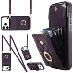 Rhombic Texture Card Bag Phone Case with Long Lanyard, For iPhone 17e / 16e, For iPhone 17 Pro Max, For iPhone 17 Pro, For iPhone 17, For iPhone Air, For iPhone 15 Pro Max