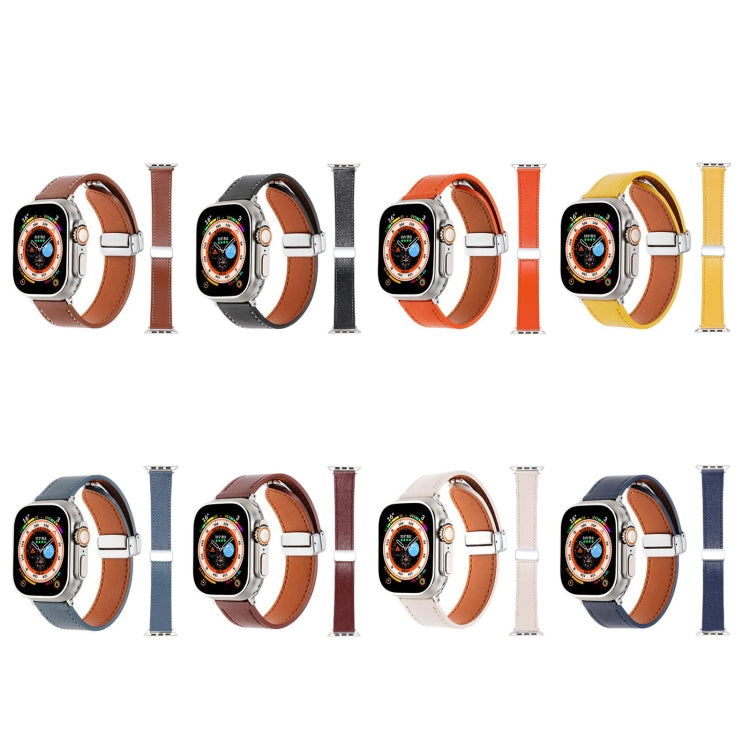 Magnetic Buckle Skin Feel Leather Watch Band, For Apple Watch Serie 8 41mm, For Apple Watch Serie 8 45mm, For Apple Watch SE 40mm, For Apple Watch SE 44mm, For Apple Watch Serie 7 41mm, For Apple Watch Serie 7 45mm