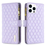 Diamond Lattice Zipper Wallet Leather Flip Phone Case, For iPhone 18 Pro/17 Pro, For iPhone 18 Pro Max/17 Pro Max, For iPhone 17, For iPhone 17 Air, For iPhone 16 Pro Max, For iPhone 16 Pro, For iPhone 16 Plus, For iPhone 16