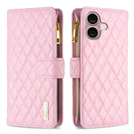 Diamond Lattice Zipper Wallet Leather Flip Phone Case, For iPhone 18 Pro/17 Pro, For iPhone 18 Pro Max/17 Pro Max, For iPhone 17, For iPhone 17 Air, For iPhone 16 Pro Max, For iPhone 16 Pro, For iPhone 16 Plus, For iPhone 16