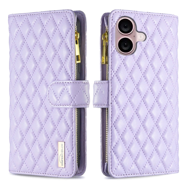 Diamond Lattice Zipper Wallet Leather Flip Phone Case, For iPhone 18 Pro/17 Pro, For iPhone 18 Pro Max/17 Pro Max, For iPhone 17, For iPhone 17 Air, For iPhone 16 Pro Max, For iPhone 16 Pro, For iPhone 16 Plus, For iPhone 16