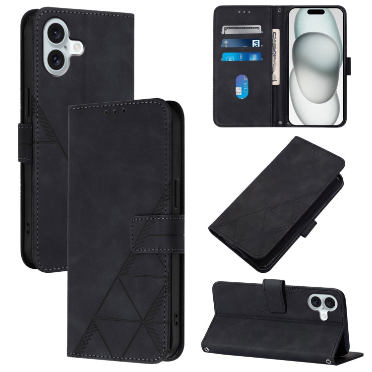 Crossbody 3D Embossed Flip Leather Phone Case, For iPhone 16e / 17e, For iPhone 17 Pro Max, For iPhone 17 Pro, For iPhone 17, For iPhone Air, For iPhone 16 Pro Max, For iPhone 16 Pro, For iPhone 16 Plus