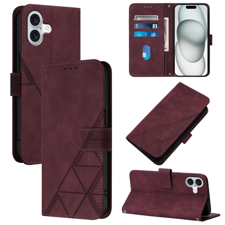Crossbody 3D Embossed Flip Leather Phone Case, For iPhone 16e / 17e, For iPhone 17 Pro Max, For iPhone 17 Pro, For iPhone 17, For iPhone Air, For iPhone 16 Pro Max, For iPhone 16 Pro, For iPhone 16 Plus